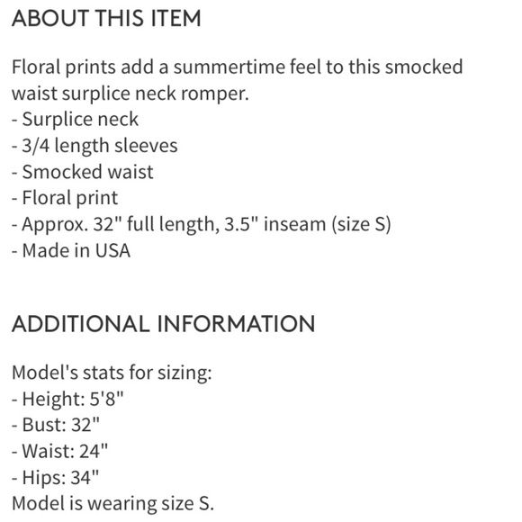 VANITY ROOM Smocked Waist Surplice Floral Romper M - Picture 4 of 5